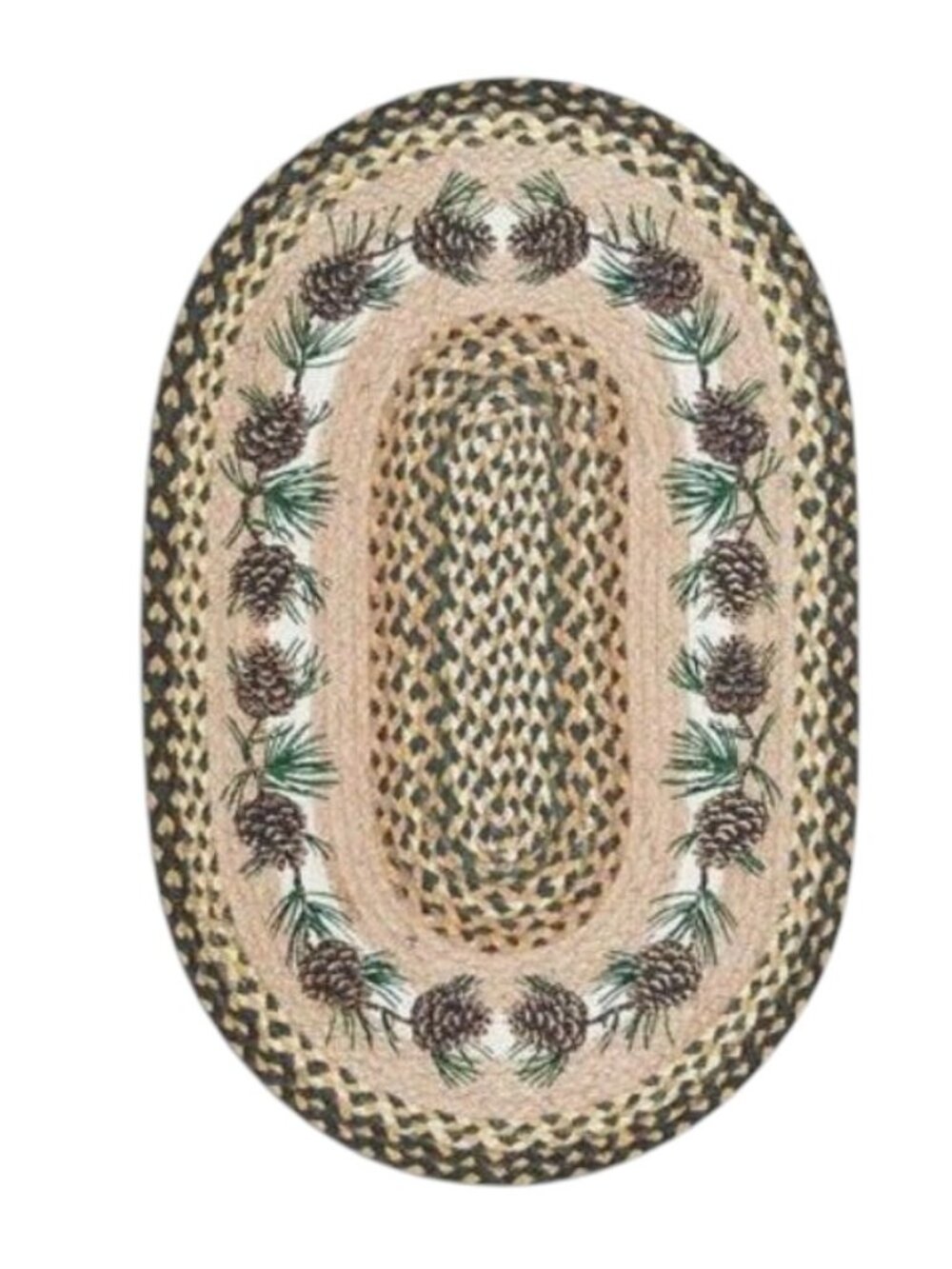 Needles and Pine cones Braided Oval Rug 20 x 30